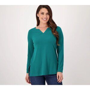 Susan Graver Modern Essentials Petite Liquid Knit Tunic Size 2XSP Green A544463